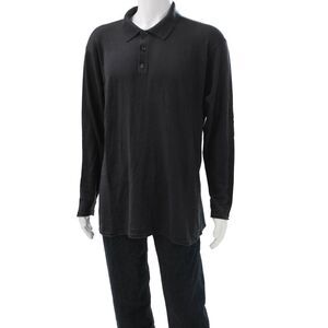 Armani Collezioni Mens Silk Collared Long Sleeve T-Shirt Black Size 2XL